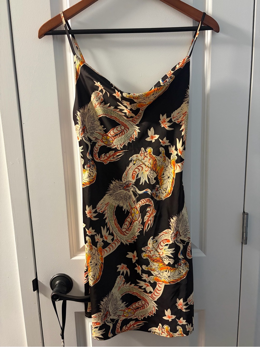 Urban Outfitters Satin Cowl Neck Dragon Slip Dress
